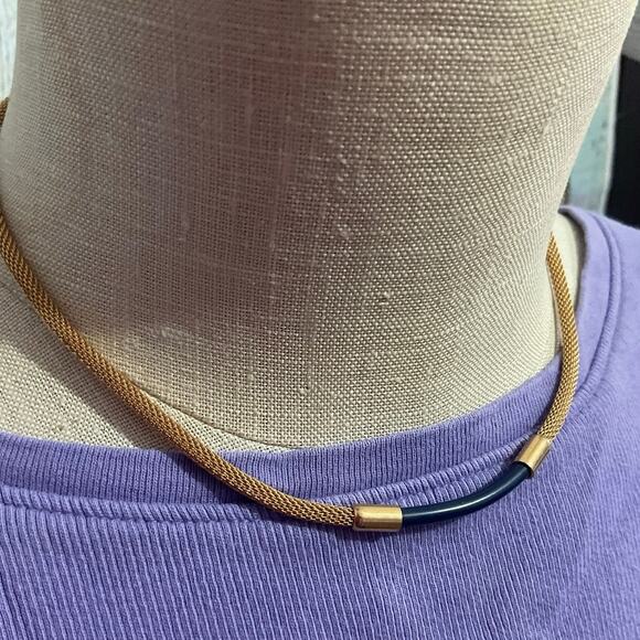 Vintage Sarah Coventry Navy Blue & Gold Necklace - Picture 3 of 10